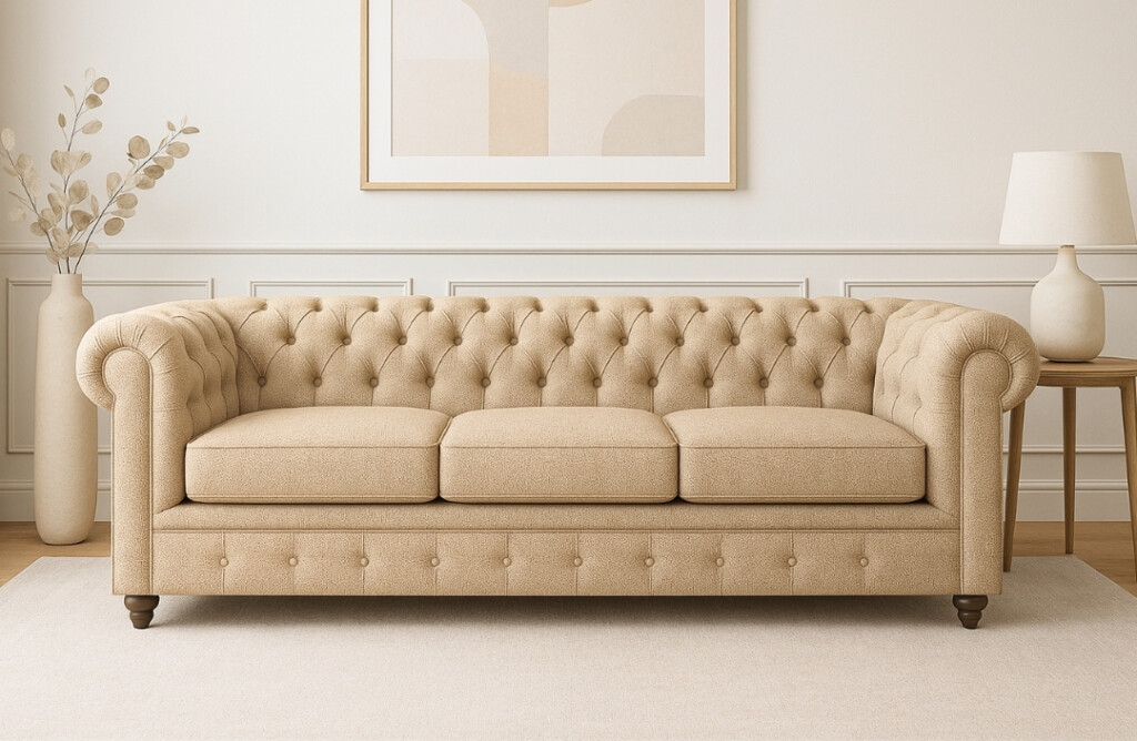 Sofá Chesterfield 3 Cuerpos 3 beige
