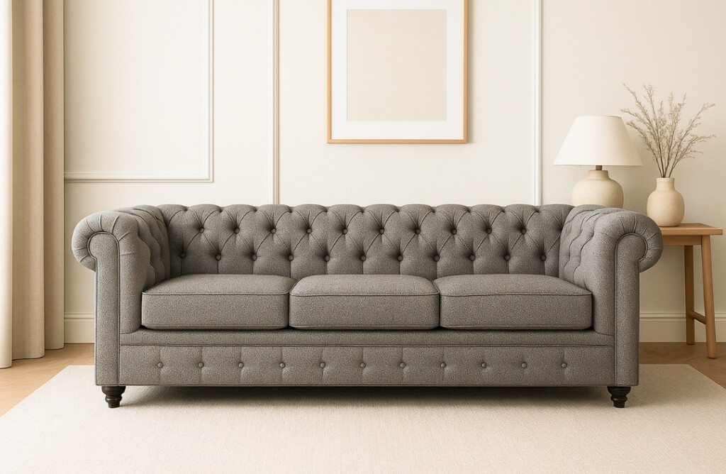 Sofá Chesterfield 3 Cuerpos gris medio