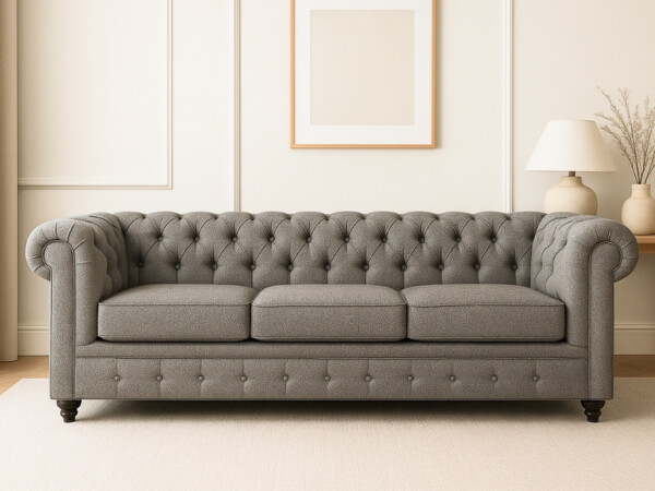 Sofá Chesterfield 3 Cuerpos gris medio