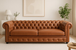 Sofá de cuerina Chesterfield