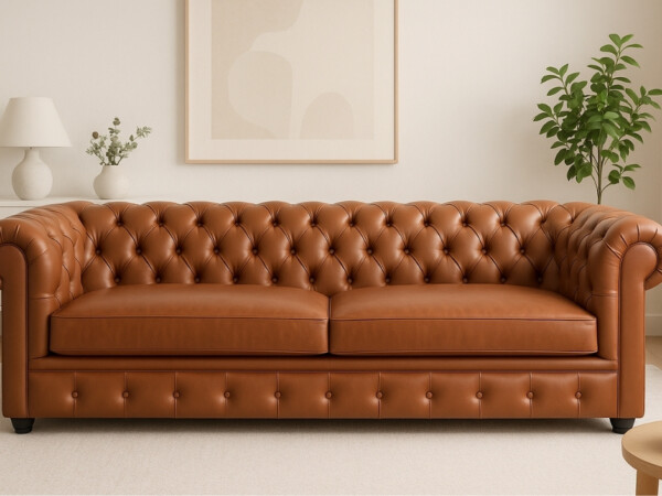 Sofá de cuerina Chesterfield
